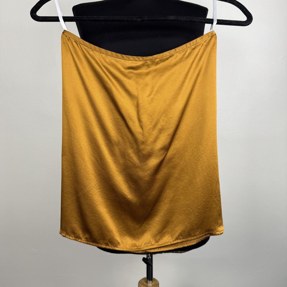LilySilk 100% Mulberry Silk Mini Slip Skirt – 22mm Satin in Golden Bronze, XS